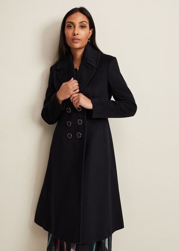 Phase Eight Petite Sandra Wool Fit And Flare Coats Navy Canada | OSBAGL-136